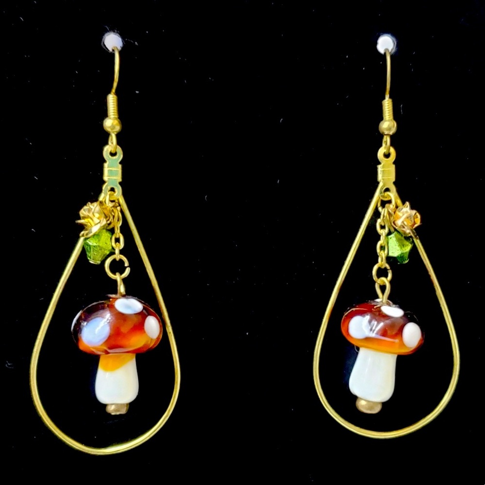 Rosy Shrooms of the Shire Handcrafted Earrings